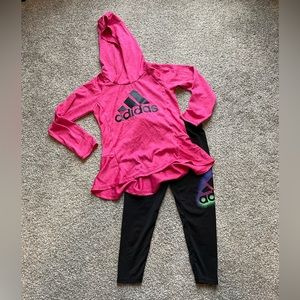 Girls Adidas Size 4 Long Sleeve Hooded Shirt with Leggings